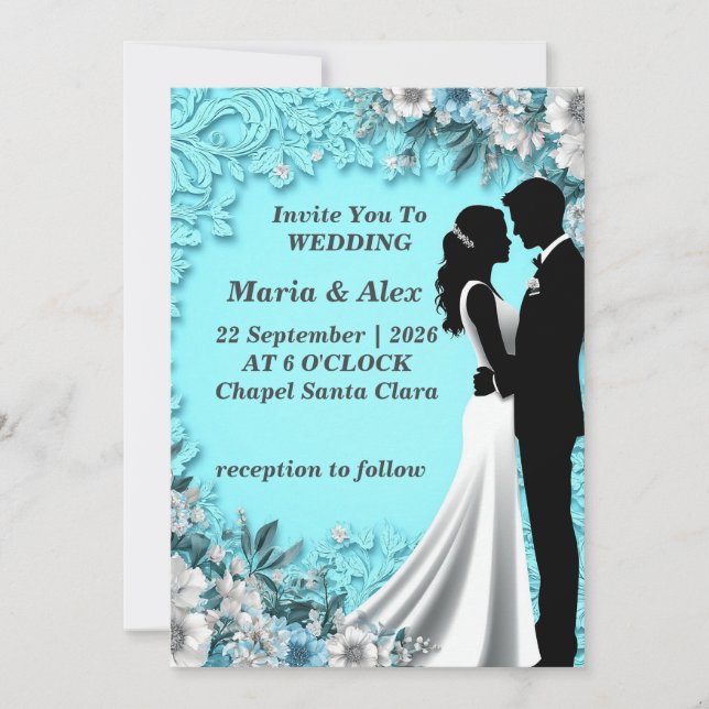 ✨ Convite de Casamento com Flor de Papel para Conv (Frente)