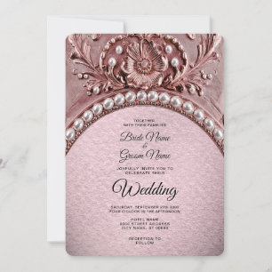 Convite de Casamento com Flor Rosa