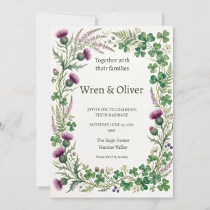 Convite de Casamento com Flor Silvestre e Cardo Es