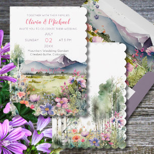 Convite de Casamento com Flor Silvestre Tomilho da