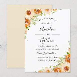 Convite de Casamento com Floral Aquarela de Verão