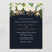Convite de Casamento com Floral em Aquarela em Dou
