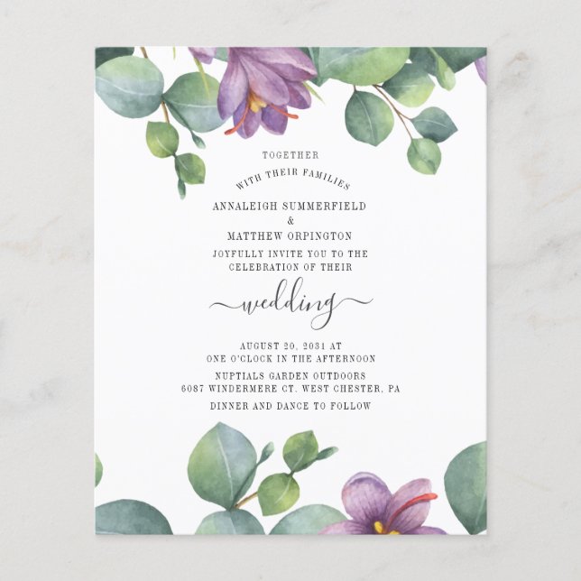 Convite de Casamento com Floral em Rotulo de Eucal (Frente)