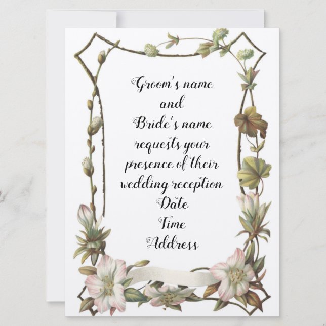 Convite de Casamento com Floral Emoldurado (Frente)