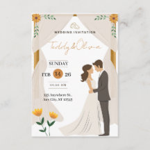 Convite de Casamento com Floral Personalizado - No