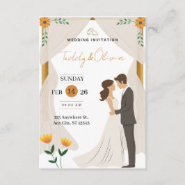 Convite de Casamento com Floral Personalizado - No