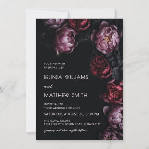 Convite de Casamento com Flores 3D Dark Moody