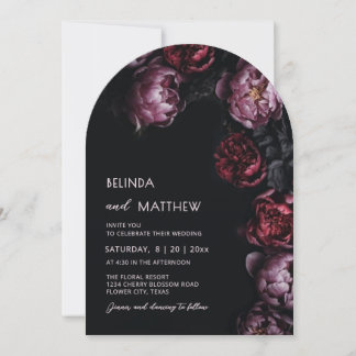 Convite de Casamento com Flores 3D Dark Moody