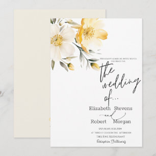 Convite de Casamento com Flores Amarelas Chiques