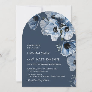 Convite de Casamento com Flores Azuis Delicadas