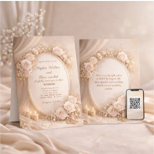 Convite de casamento com flores brancas