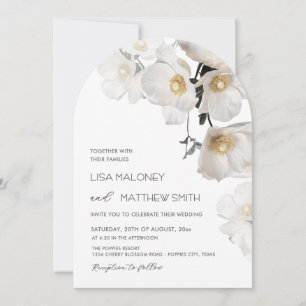 Convite de Casamento com Flores Brancas Delicadas