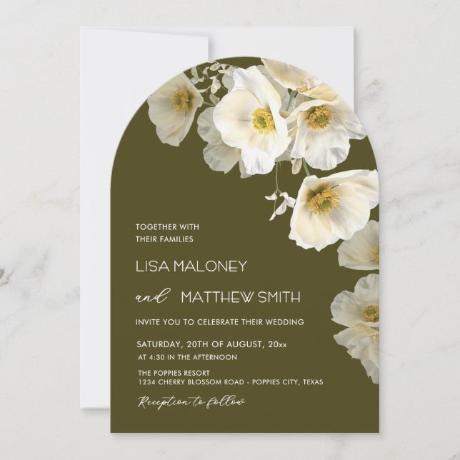 Convite de Casamento com Flores Brancas Delicadas (Frente)