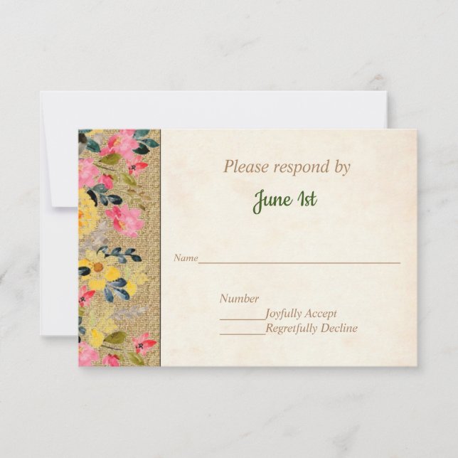 Convite de Casamento com Flores Campestres em Teci (Frente)