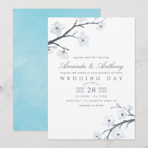 Convite de Casamento com Flores de Cerejeira Branc