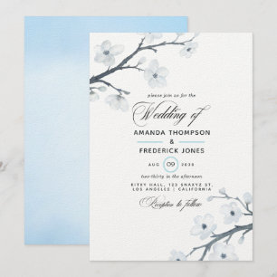 Convite de Casamento com Flores de Cerejeira Branc