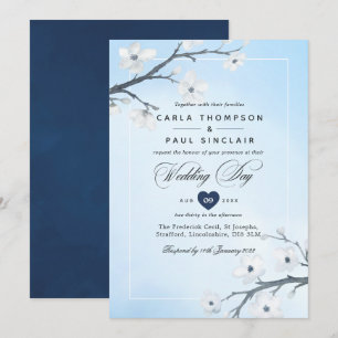 Convite de Casamento com Flores de Cerejeira Branc