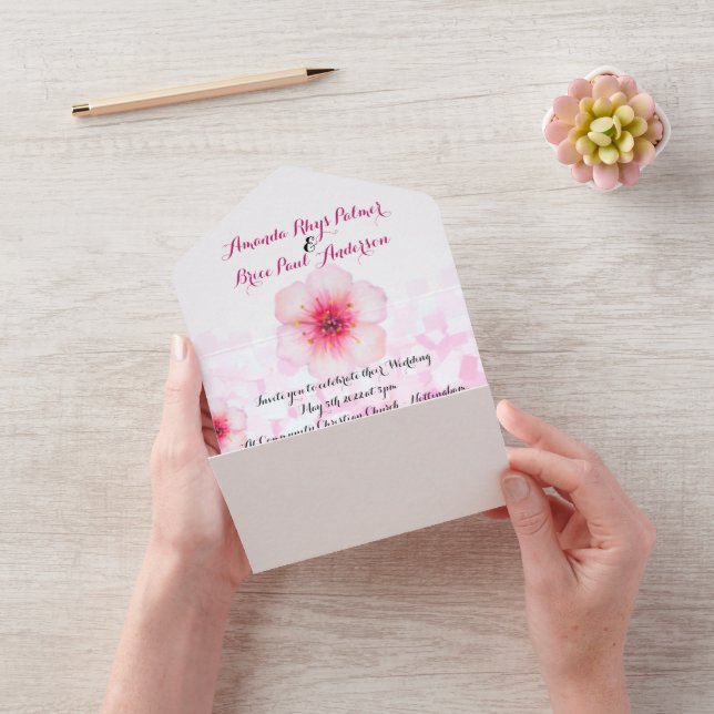 Convite de casamento com flores de cerejeira & fot (Vídeo)