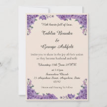 Convite de Casamento com Flores de Jacarandá Creme