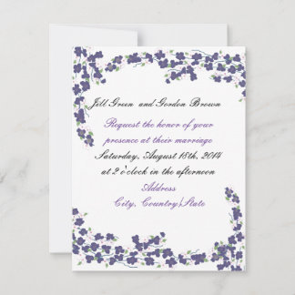 Convite de Casamento com Flores de Roxo Escuro