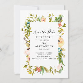 Convite de casamento com flores de verão. Floral d