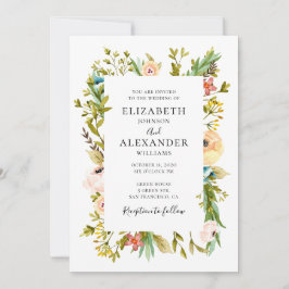 Convite de casamento com flores de verão. Floral d