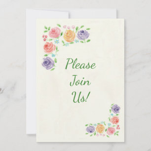 Convite de Casamento com Flores em Aquarela
