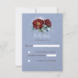 Convite de Casamento com Flores em Aquarela Burgun