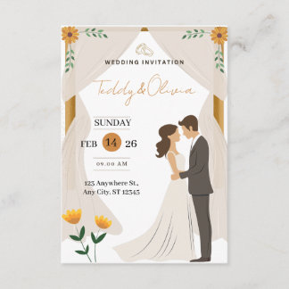 Convite de Casamento com Flores Personalizado - No