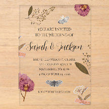 Convite de Casamento com Flores Prensadas Shabby C