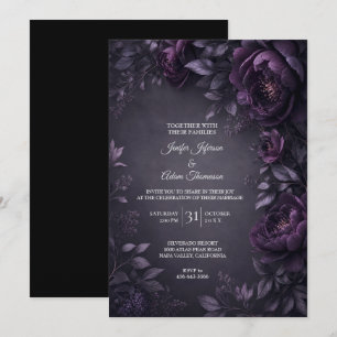 Convite de Casamento com Flores Roxas Mal-humorada