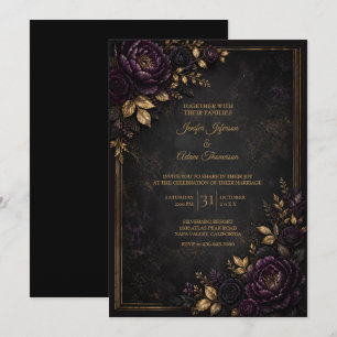 Convite de Casamento com Flores Roxas Mal-humorada