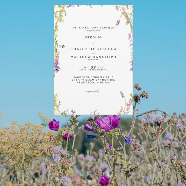 Convite de Casamento com Flores Silvestres em Flor (Criador carregado)