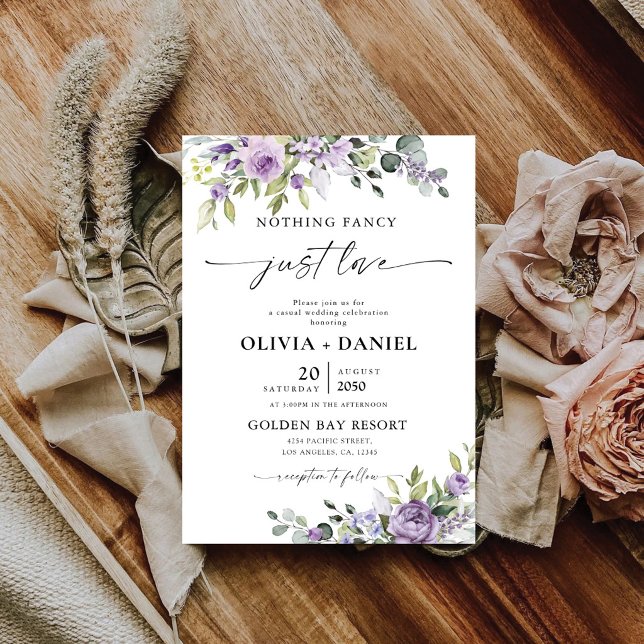 Convite de Casamento com Flores Violetas Romântica (Criador carregado)