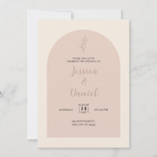 Convite de Casamento com Folha e Haste em Arte Lin