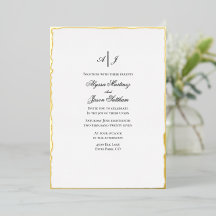 Convite de Casamento com Folha em Ouro e Borda Dec