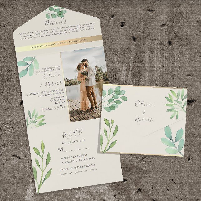 Convite de Casamento com Folhagem de Eucalipto (Criador carregado)