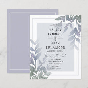 Convite de Casamento com Folhagem Roxa Lilás Orçam