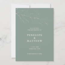 Convite de Casamento com Folhagem Sage Desenho de