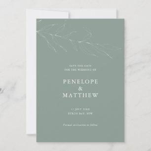 Convite de Casamento com Folhagem Sage Desenho de