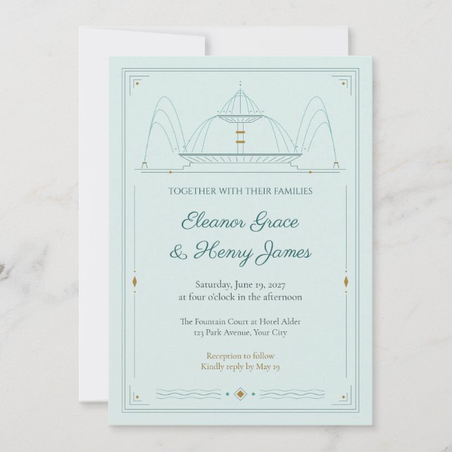 Convite de Casamento com Fonte Art Deco (Frente)