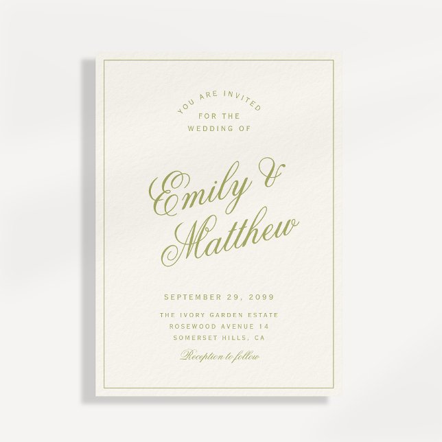 Convite de Casamento com Fonte Moderna em Verde Cí (Criador carregado)