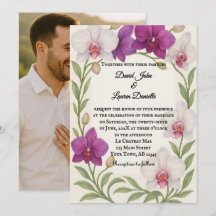Convite de Casamento com Foto Abraço de Orquídea