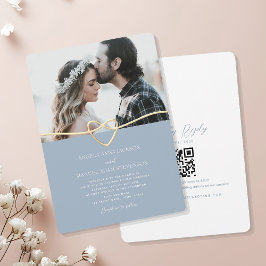Convite de Casamento com Foto Azul Empoeirado e Có