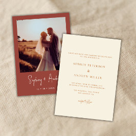 Convite de Casamento com Foto Boho Chic Terracota
