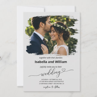 Convite de Casamento com Foto Boho Cinza Moderno