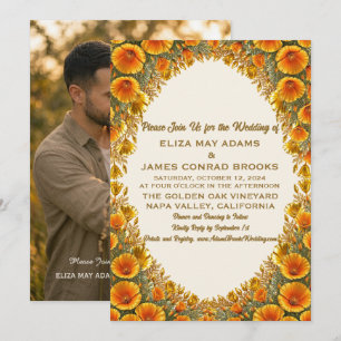 Convite de Casamento com Foto California Poppy Gol