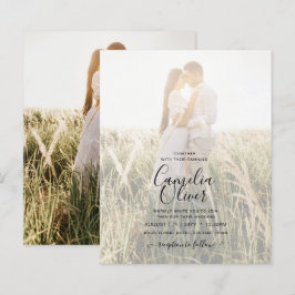 Convite de Casamento com Foto Clássico Branco Dour