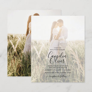 Convite de Casamento com Foto Clássico Branco Dour