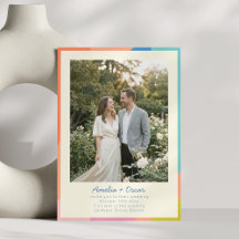 Convite de Casamento com Foto Colorida Moderna Cód